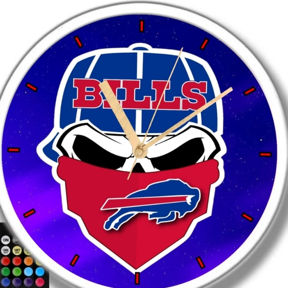 Buffalo Bills skull led lights clock - Picture 2 of 3